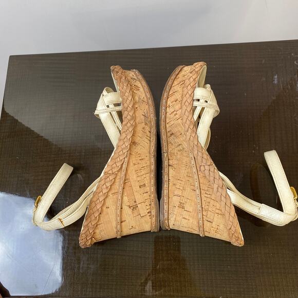 Prada Cork Wedge Platform Leather Ankle Strap Sandals Women's 40.5 - Picture 7 of 13